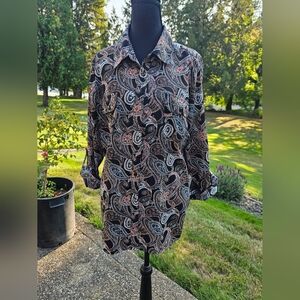 Notations Paisley Button-Up Blouse Sz L See Pictures For Details